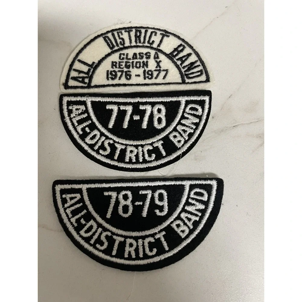 Set of 3 1970s All District‎ Band Letter Jacket Embroidered Patch Badge
